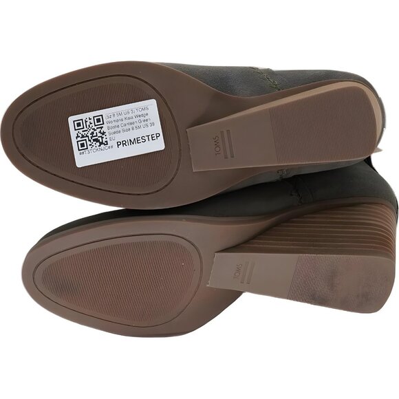 TOMS Kaia wedge bootie suede ankle boots canteen green for women 39 - Picture 6 of 6